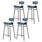 Modern Backrest Counter Stool Iron Cafe Bar Stool with Cushion and Pedal Black Blue 4 Piece Set Clearhalo 'Bar Furniture' 'Bar Stools' 'bar_stools' 'furn' 'furn_bar_stools' 'Furniture' 'Kitchen & Dining Furniture' 6372896