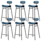 Modern Backrest Counter Stool Iron Cafe Bar Stool with Cushion and Pedal Black Blue 6 Piece Set Clearhalo 'Bar Furniture' 'Bar Stools' 'bar_stools' 'furn' 'furn_bar_stools' 'Furniture' 'Kitchen & Dining Furniture' 6372897