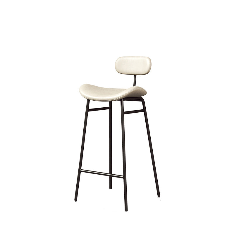 Modern Backrest Counter Stool Iron Cafe Bar Stool with Cushion and Pedal Black White 1 Piece Clearhalo 'Bar Furniture' 'Bar Stools' 'bar_stools' 'furn' 'furn_bar_stools' 'Furniture' 'Kitchen & Dining Furniture' 6372899