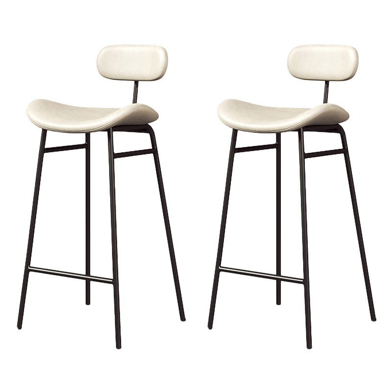 Modern Backrest Counter Stool Iron Cafe Bar Stool with Cushion and Pedal Black White 2 Piece Set Clearhalo 'Bar Furniture' 'Bar Stools' 'bar_stools' 'furn' 'furn_bar_stools' 'Furniture' 'Kitchen & Dining Furniture' 6372900
