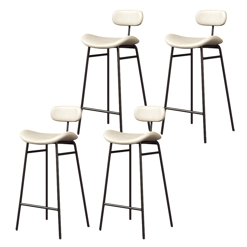 Modern Backrest Counter Stool Iron Cafe Bar Stool with Cushion and Pedal Black White 4 Piece Set Clearhalo 'Bar Furniture' 'Bar Stools' 'bar_stools' 'furn' 'furn_bar_stools' 'Furniture' 'Kitchen & Dining Furniture' 6372901