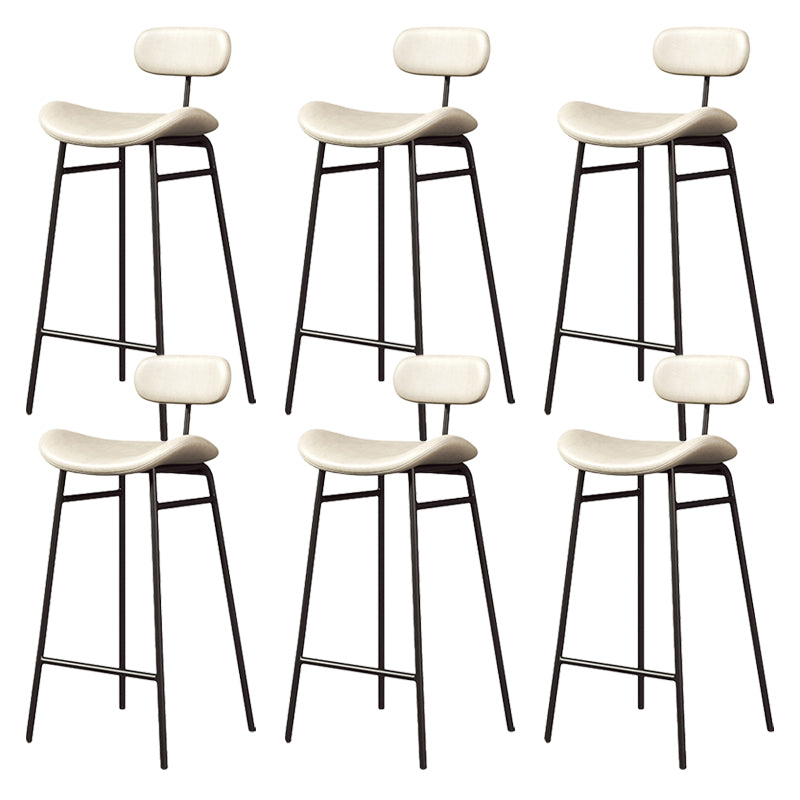 Modern Backrest Counter Stool Iron Cafe Bar Stool with Cushion and Pedal Black White 6 Piece Set Clearhalo 'Bar Furniture' 'Bar Stools' 'bar_stools' 'furn' 'furn_bar_stools' 'Furniture' 'Kitchen & Dining Furniture' 6372902