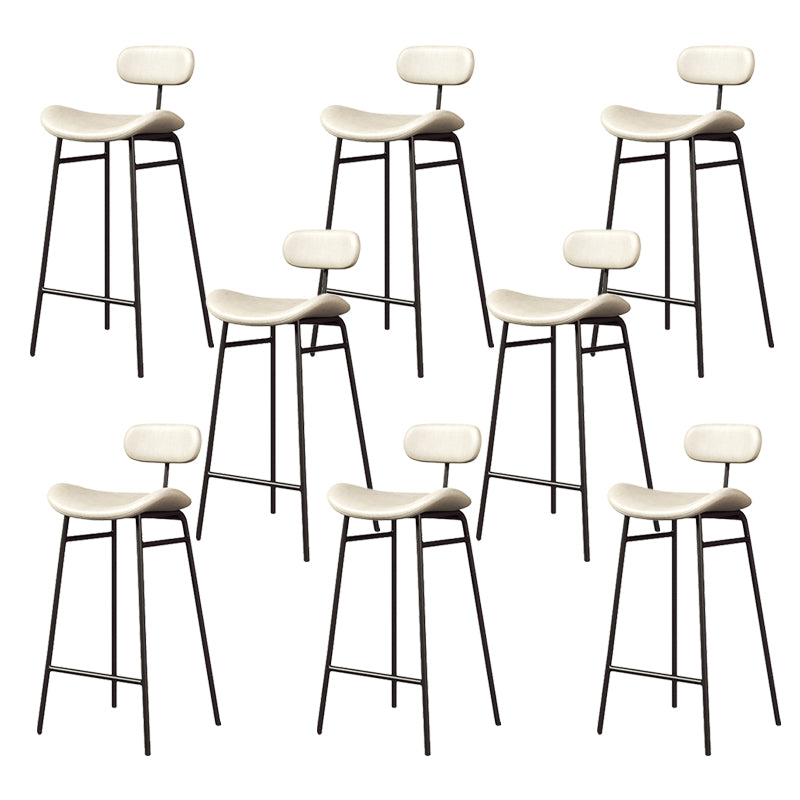 Modern Backrest Counter Stool Iron Cafe Bar Stool with Cushion and Pedal Black White 8 Piece Set Clearhalo 'Bar Furniture' 'Bar Stools' 'bar_stools' 'furn' 'furn_bar_stools' 'Furniture' 'Kitchen & Dining Furniture' 6372903