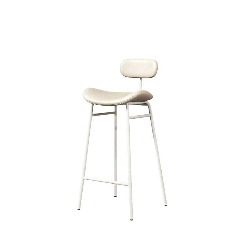 Modern Backrest Counter Stool Iron Cafe Bar Stool with Cushion and Pedal White White 1 Piece Clearhalo 'Bar Furniture' 'Bar Stools' 'bar_stools' 'furn' 'furn_bar_stools' 'Furniture' 'Kitchen & Dining Furniture' 6372904