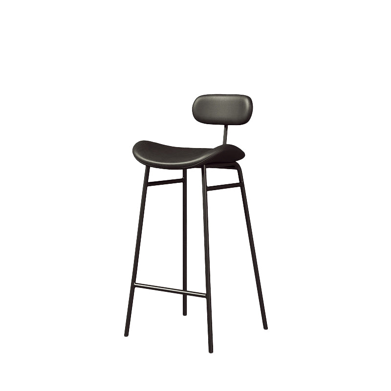 Modern Backrest Counter Stool Iron Cafe Bar Stool with Cushion and Pedal Black Black 1 Piece Clearhalo 'Bar Furniture' 'Bar Stools' 'bar_stools' 'furn' 'furn_bar_stools' 'Furniture' 'Kitchen & Dining Furniture' 6372909