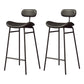 Modern Backrest Counter Stool Iron Cafe Bar Stool with Cushion and Pedal Black Black 2 Piece Set Clearhalo 'Bar Furniture' 'Bar Stools' 'bar_stools' 'furn' 'furn_bar_stools' 'Furniture' 'Kitchen & Dining Furniture' 6372910