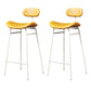 Modern Backrest Counter Stool Iron Cafe Bar Stool with Cushion and Pedal White Yellow 2 Piece Set Clearhalo 'Bar Furniture' 'Bar Stools' 'bar_stools' 'furn' 'furn_bar_stools' 'Furniture' 'Kitchen & Dining Furniture' 6372915