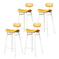 Modern Backrest Counter Stool Iron Cafe Bar Stool with Cushion and Pedal White Yellow 4 Piece Set Clearhalo 'Bar Furniture' 'Bar Stools' 'bar_stools' 'furn' 'furn_bar_stools' 'Furniture' 'Kitchen & Dining Furniture' 6372916