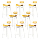 Modern Backrest Counter Stool Iron Cafe Bar Stool with Cushion and Pedal White Yellow 8 Piece Set Clearhalo 'Bar Furniture' 'Bar Stools' 'bar_stools' 'furn' 'furn_bar_stools' 'Furniture' 'Kitchen & Dining Furniture' 6372918