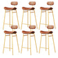 Modern Backrest Counter Stool Iron Cafe Bar Stool with Cushion and Pedal Gold Brown 6 Piece Set Clearhalo 'Bar Furniture' 'Bar Stools' 'bar_stools' 'furn' 'furn_bar_stools' 'Furniture' 'Kitchen & Dining Furniture' 6372922