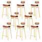 Modern Backrest Counter Stool Iron Cafe Bar Stool with Cushion and Pedal Gold Brown 8 Piece Set Clearhalo 'Bar Furniture' 'Bar Stools' 'bar_stools' 'furn' 'furn_bar_stools' 'Furniture' 'Kitchen & Dining Furniture' 6372923