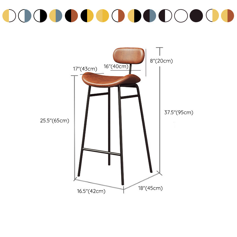 Modern Backrest Counter Stool Iron Cafe Bar Stool with Cushion and Pedal Clearhalo 'Bar Furniture' 'Bar Stools' 'bar_stools' 'furn' 'furn_bar_stools' 'Furniture' 'Kitchen & Dining Furniture' 6372924