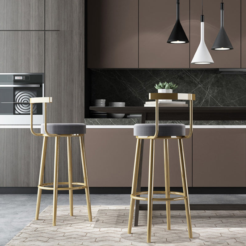 Glam Armless Backrest Counter Stool Iron Bar Stool with Cushion and Pedal for Cafe Clearhalo 'Bar Furniture' 'Bar Stools' 'bar_stools' 'furn' 'furn_bar_stools' 'Furniture' 'Kitchen & Dining Furniture' 6372925