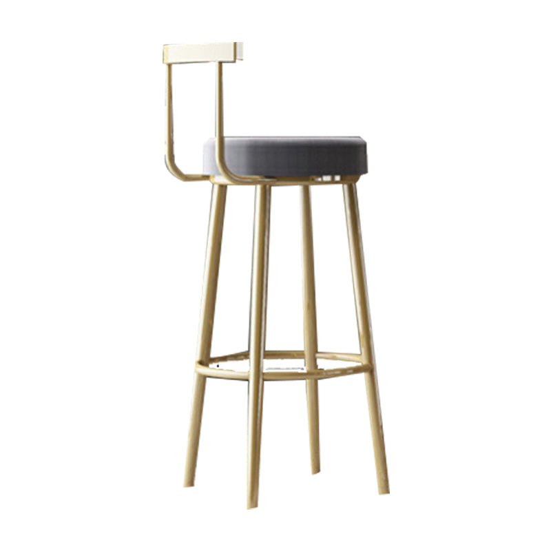 Glam Armless Backrest Counter Stool Iron Bar Stool with Cushion and Pedal for Cafe Dark Gray 1 Piece Clearhalo 'Bar Furniture' 'Bar Stools' 'bar_stools' 'furn' 'furn_bar_stools' 'Furniture' 'Kitchen & Dining Furniture' 6372926