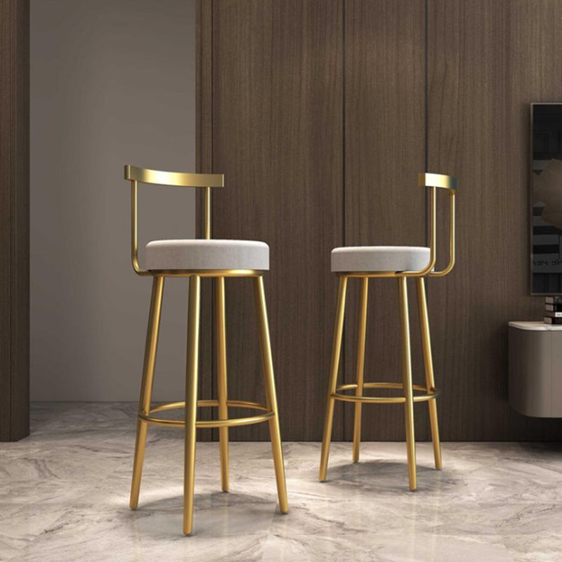 Glam Armless Backrest Counter Stool Iron Bar Stool with Cushion and Pedal for Cafe Clearhalo 'Bar Furniture' 'Bar Stools' 'bar_stools' 'furn' 'furn_bar_stools' 'Furniture' 'Kitchen & Dining Furniture' 6372928
