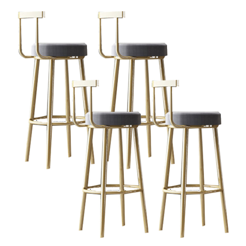 Glam Armless Backrest Counter Stool Iron Bar Stool with Cushion and Pedal for Cafe Dark Gray 4 Piece Set Clearhalo 'Bar Furniture' 'Bar Stools' 'bar_stools' 'furn' 'furn_bar_stools' 'Furniture' 'Kitchen & Dining Furniture' 6372929