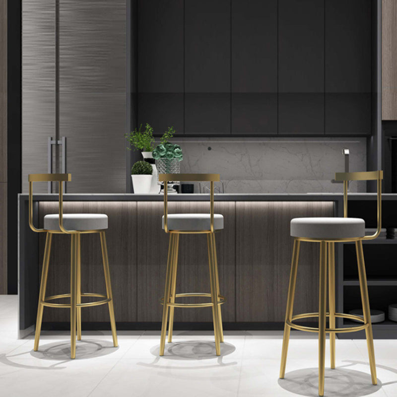 Glam Armless Backrest Counter Stool Iron Bar Stool with Cushion and Pedal for Cafe Clearhalo 'Bar Furniture' 'Bar Stools' 'bar_stools' 'furn' 'furn_bar_stools' 'Furniture' 'Kitchen & Dining Furniture' 6372930