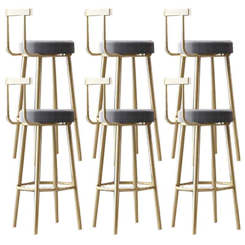 Glam Armless Backrest Counter Stool Iron Bar Stool with Cushion and Pedal for Cafe Dark Gray 6 Piece Set Clearhalo 'Bar Furniture' 'Bar Stools' 'bar_stools' 'furn' 'furn_bar_stools' 'Furniture' 'Kitchen & Dining Furniture' 6372931