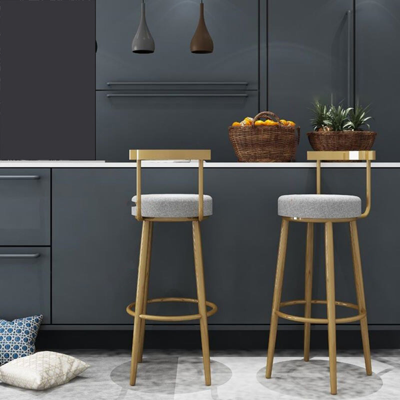 Glam Armless Backrest Counter Stool Iron Bar Stool with Cushion and Pedal for Cafe Clearhalo 'Bar Furniture' 'Bar Stools' 'bar_stools' 'furn' 'furn_bar_stools' 'Furniture' 'Kitchen & Dining Furniture' 6372932