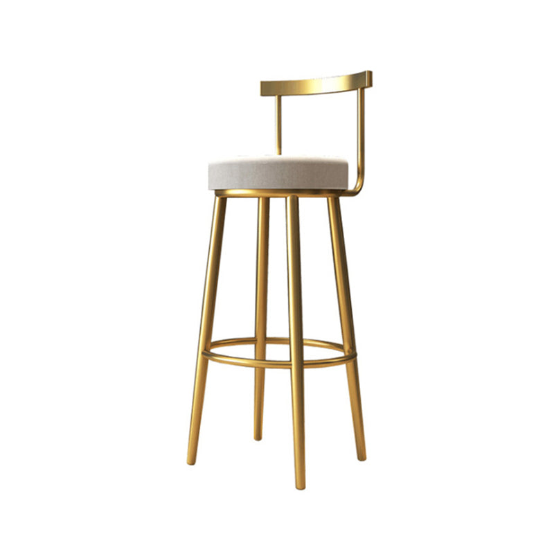Glam Armless Backrest Counter Stool Iron Bar Stool with Cushion and Pedal for Cafe Clearhalo 'Bar Furniture' 'Bar Stools' 'bar_stools' 'furn' 'furn_bar_stools' 'Furniture' 'Kitchen & Dining Furniture' 6372933