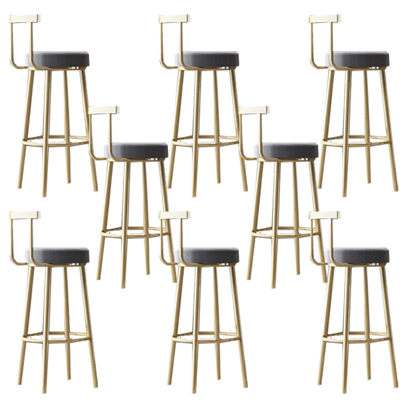 Glam Armless Backrest Counter Stool Iron Bar Stool with Cushion and Pedal for Cafe Dark Gray 8 Piece Set Clearhalo 'Bar Furniture' 'Bar Stools' 'bar_stools' 'furn' 'furn_bar_stools' 'Furniture' 'Kitchen & Dining Furniture' 6372934