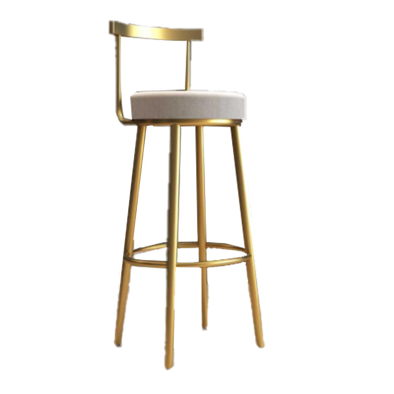 Glam Armless Backrest Counter Stool Iron Bar Stool with Cushion and Pedal for Cafe Light Gray 1 Piece Clearhalo 'Bar Furniture' 'Bar Stools' 'bar_stools' 'furn' 'furn_bar_stools' 'Furniture' 'Kitchen & Dining Furniture' 6372936