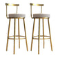 Glam Armless Backrest Counter Stool Iron Bar Stool with Cushion and Pedal for Cafe Light Gray 2 Piece Set Clearhalo 'Bar Furniture' 'Bar Stools' 'bar_stools' 'furn' 'furn_bar_stools' 'Furniture' 'Kitchen & Dining Furniture' 6372937