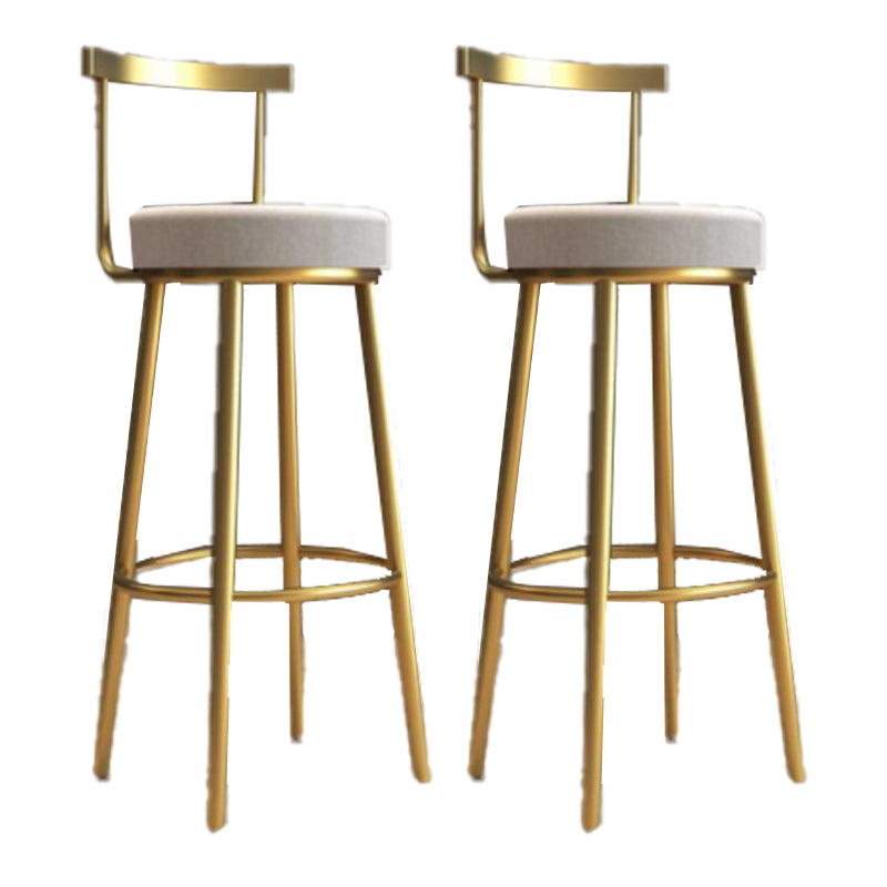 Glam Armless Backrest Counter Stool Iron Bar Stool with Cushion and Pedal for Cafe Light Gray 2 Piece Set Clearhalo 'Bar Furniture' 'Bar Stools' 'bar_stools' 'furn' 'furn_bar_stools' 'Furniture' 'Kitchen & Dining Furniture' 6372937