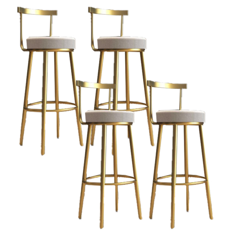 Glam Armless Backrest Counter Stool Iron Bar Stool with Cushion and Pedal for Cafe Light Gray 4 Piece Set Clearhalo 'Bar Furniture' 'Bar Stools' 'bar_stools' 'furn' 'furn_bar_stools' 'Furniture' 'Kitchen & Dining Furniture' 6372940