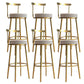 Glam Armless Backrest Counter Stool Iron Bar Stool with Cushion and Pedal for Cafe Light Gray 6 Piece Set Clearhalo 'Bar Furniture' 'Bar Stools' 'bar_stools' 'furn' 'furn_bar_stools' 'Furniture' 'Kitchen & Dining Furniture' 6372941