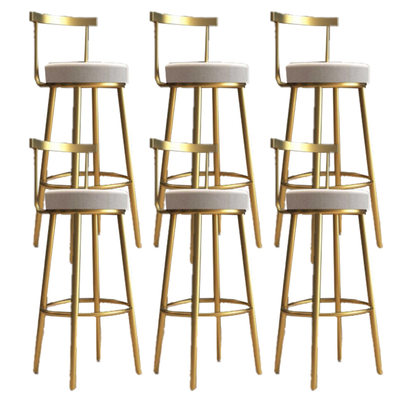 Glam Armless Backrest Counter Stool Iron Bar Stool with Cushion and Pedal for Cafe Light Gray 6 Piece Set Clearhalo 'Bar Furniture' 'Bar Stools' 'bar_stools' 'furn' 'furn_bar_stools' 'Furniture' 'Kitchen & Dining Furniture' 6372941