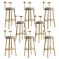 Glam Armless Backrest Counter Stool Iron Bar Stool with Cushion and Pedal for Cafe Light Gray 8 Piece Set Clearhalo 'Bar Furniture' 'Bar Stools' 'bar_stools' 'furn' 'furn_bar_stools' 'Furniture' 'Kitchen & Dining Furniture' 6372942