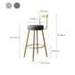 Glam Armless Backrest Counter Stool Iron Bar Stool with Cushion and Pedal for Cafe Clearhalo 'Bar Furniture' 'Bar Stools' 'bar_stools' 'furn' 'furn_bar_stools' 'Furniture' 'Kitchen & Dining Furniture' 6372946