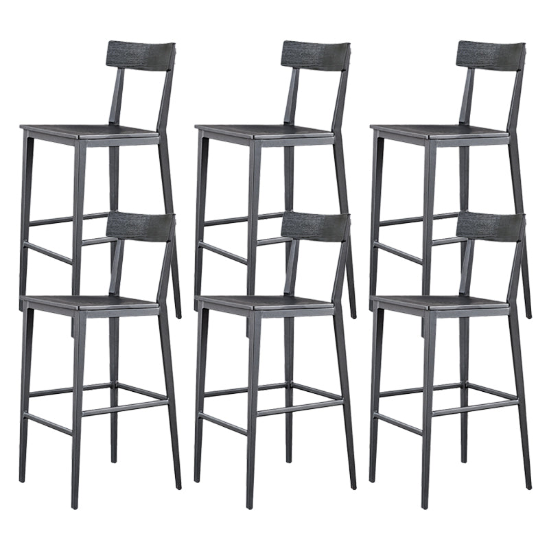 Contemporary Metal Counter Height Stools with Footrest Bar Stool in Silver 6 Piece Set Clearhalo 'Bar Furniture' 'Bar Stools' 'bar_stools' 'furn' 'furn_bar_stools' 'Furniture' 'Kitchen & Dining Furniture' 6373002