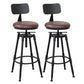 Industrial Armless Elevatable Counter Stool Iron Bar Stool with Pedal for Cafe Brown With Back 2 Piece Set Clearhalo 'Bar Furniture' 'Bar Stools' 'bar_stools' 'furn' 'furn_bar_stools' 'Furniture' 'Kitchen & Dining Furniture' 6373012