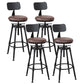 Industrial Armless Elevatable Counter Stool Iron Bar Stool with Pedal for Cafe Brown With Back 4 Piece Set Clearhalo 'Bar Furniture' 'Bar Stools' 'bar_stools' 'furn' 'furn_bar_stools' 'Furniture' 'Kitchen & Dining Furniture' 6373013