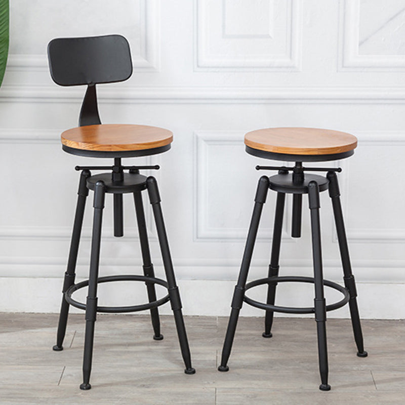 Industrial Armless Elevatable Counter Stool Iron Bar Stool with Pedal for Cafe Clearhalo 'Bar Furniture' 'Bar Stools' 'bar_stools' 'furn' 'furn_bar_stools' 'Furniture' 'Kitchen & Dining Furniture' 6373014
