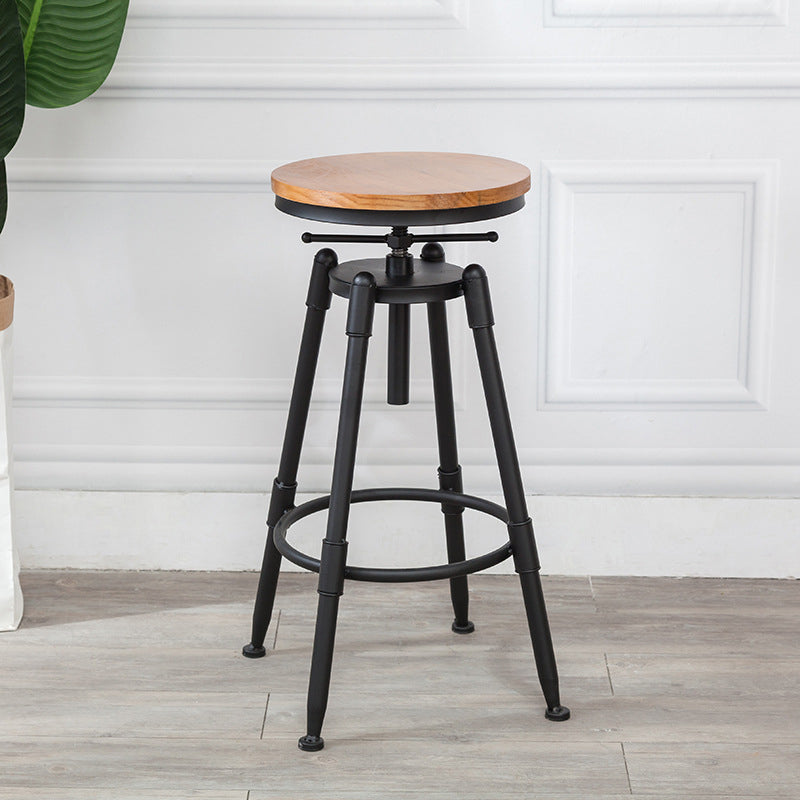 Industrial Armless Elevatable Counter Stool Iron Bar Stool with Pedal for Cafe Clearhalo 'Bar Furniture' 'Bar Stools' 'bar_stools' 'furn' 'furn_bar_stools' 'Furniture' 'Kitchen & Dining Furniture' 6373015