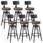 Industrial Armless Elevatable Counter Stool Iron Bar Stool with Pedal for Cafe Brown With Back 6 Piece Set Clearhalo 'Bar Furniture' 'Bar Stools' 'bar_stools' 'furn' 'furn_bar_stools' 'Furniture' 'Kitchen & Dining Furniture' 6373016
