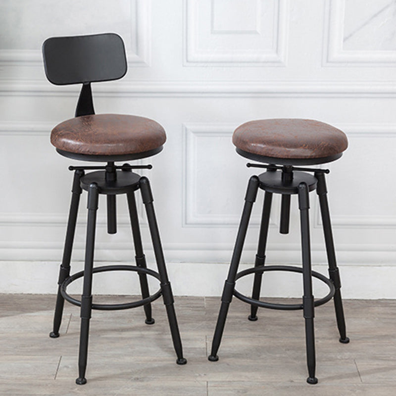 Industrial Armless Elevatable Counter Stool Iron Bar Stool with Pedal for Cafe Clearhalo 'Bar Furniture' 'Bar Stools' 'bar_stools' 'furn' 'furn_bar_stools' 'Furniture' 'Kitchen & Dining Furniture' 6373017