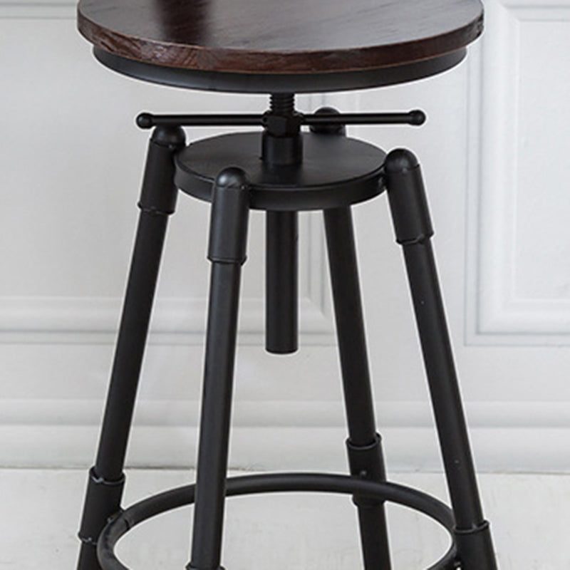 Industrial Armless Elevatable Counter Stool Iron Bar Stool with Pedal for Cafe Clearhalo 'Bar Furniture' 'Bar Stools' 'bar_stools' 'furn' 'furn_bar_stools' 'Furniture' 'Kitchen & Dining Furniture' 6373023