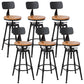Industrial Armless Elevatable Counter Stool Iron Bar Stool with Pedal for Cafe Light Brown With Back 6 Piece Set Clearhalo 'Bar Furniture' 'Bar Stools' 'bar_stools' 'furn' 'furn_bar_stools' 'Furniture' 'Kitchen & Dining Furniture' 6373024