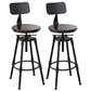 Industrial Armless Elevatable Counter Stool Iron Bar Stool with Pedal for Cafe Dark Brown With Back 2 Piece Set Clearhalo 'Bar Furniture' 'Bar Stools' 'bar_stools' 'furn' 'furn_bar_stools' 'Furniture' 'Kitchen & Dining Furniture' 6373027
