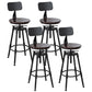 Industrial Armless Elevatable Counter Stool Iron Bar Stool with Pedal for Cafe Dark Brown With Back 4 Piece Set Clearhalo 'Bar Furniture' 'Bar Stools' 'bar_stools' 'furn' 'furn_bar_stools' 'Furniture' 'Kitchen & Dining Furniture' 6373030