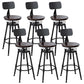 Industrial Armless Elevatable Counter Stool Iron Bar Stool with Pedal for Cafe Dark Brown With Back 6 Piece Set Clearhalo 'Bar Furniture' 'Bar Stools' 'bar_stools' 'furn' 'furn_bar_stools' 'Furniture' 'Kitchen & Dining Furniture' 6373032