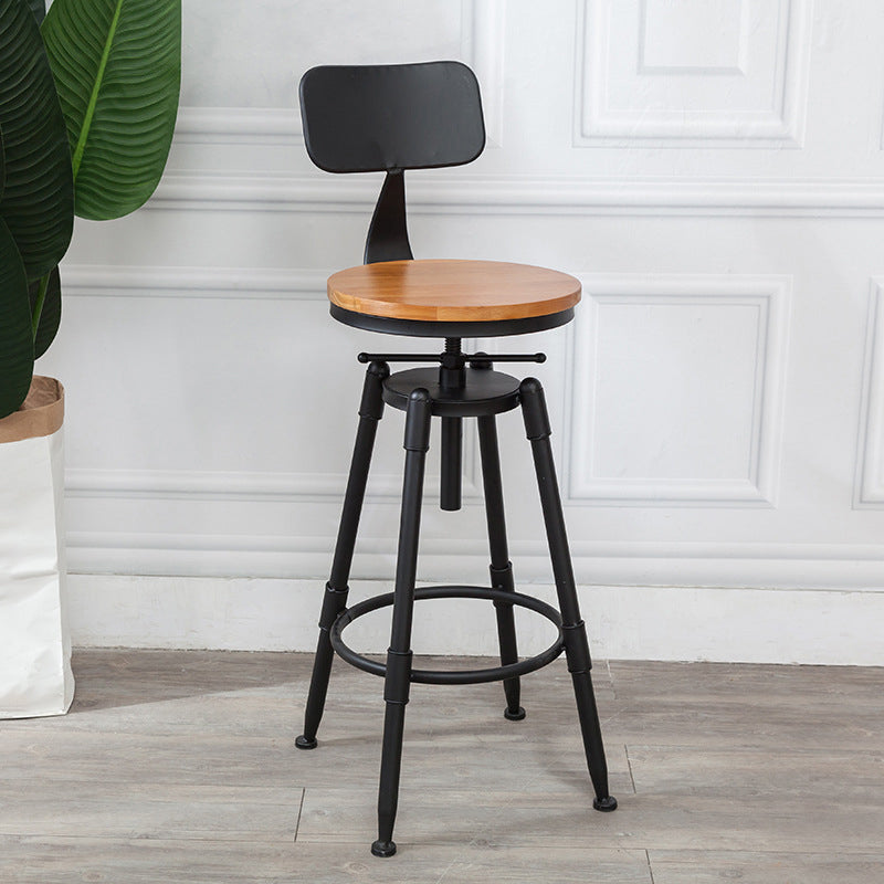 Industrial Armless Elevatable Counter Stool Iron Bar Stool with Pedal for Cafe Clearhalo 'Bar Furniture' 'Bar Stools' 'bar_stools' 'furn' 'furn_bar_stools' 'Furniture' 'Kitchen & Dining Furniture' 6373034