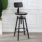 Industrial Armless Elevatable Counter Stool Iron Bar Stool with Pedal for Cafe Clearhalo 'Bar Furniture' 'Bar Stools' 'bar_stools' 'furn' 'furn_bar_stools' 'Furniture' 'Kitchen & Dining Furniture' 6373035
