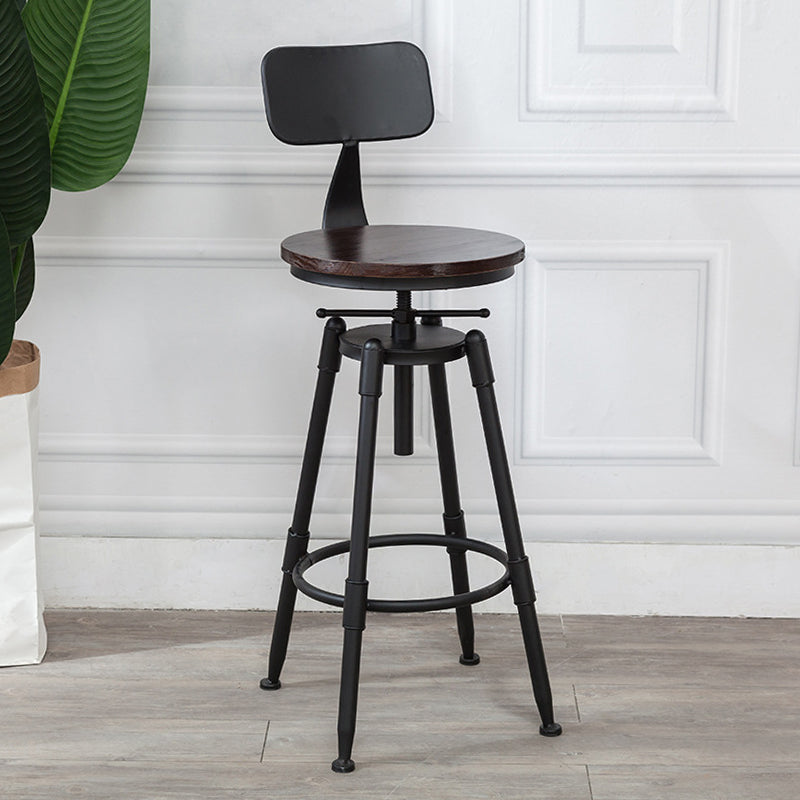 Industrial Armless Elevatable Counter Stool Iron Bar Stool with Pedal for Cafe Clearhalo 'Bar Furniture' 'Bar Stools' 'bar_stools' 'furn' 'furn_bar_stools' 'Furniture' 'Kitchen & Dining Furniture' 6373035