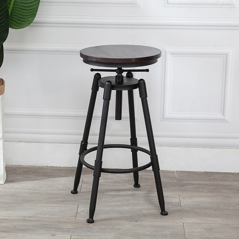 Industrial Armless Elevatable Counter Stool Iron Bar Stool with Pedal for Cafe Clearhalo 'Bar Furniture' 'Bar Stools' 'bar_stools' 'furn' 'furn_bar_stools' 'Furniture' 'Kitchen & Dining Furniture' 6373039