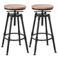Industrial Armless Elevatable Counter Stool Iron Bar Stool with Pedal for Cafe Light Brown Backless 2 Piece Set Clearhalo 'Bar Furniture' 'Bar Stools' 'bar_stools' 'furn' 'furn_bar_stools' 'Furniture' 'Kitchen & Dining Furniture' 6373042